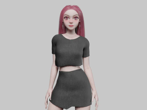 Милая крутая женщина V31787 3D Модель