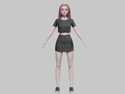 Cute cool woman V31787 3D 모델