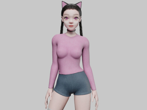 Cute stylized woman V30109 3D Model