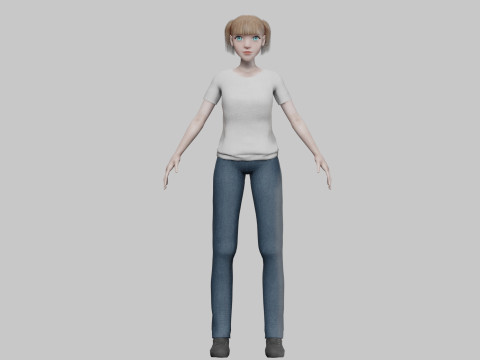 Cute Young Woman V27357 Model 3D