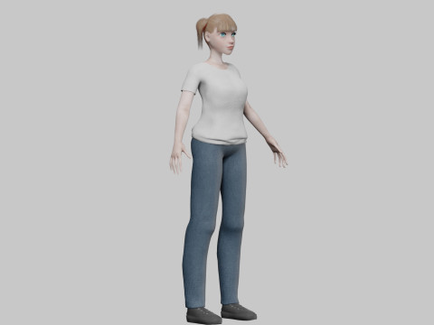 Cute Young Woman V27357 Model 3D