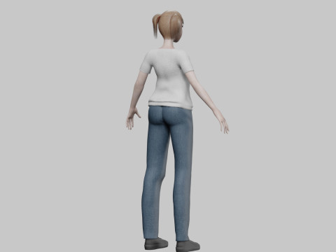 Cute Young Woman V27357 Model 3D