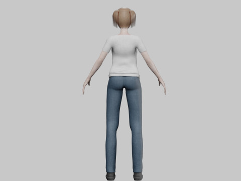 Cute Young Woman V27357 Model 3D