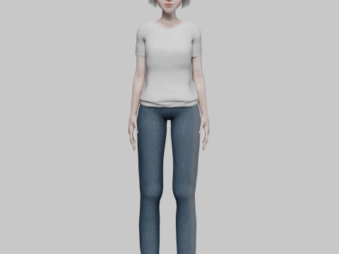 Cute Young Woman V27357 Model 3D