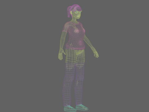 Cute Young Woman V27357 Model 3D
