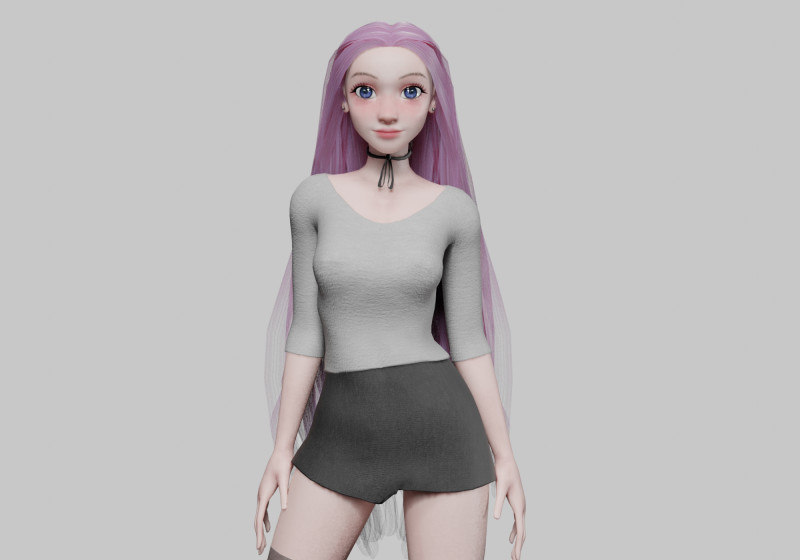 Pretty Cartoon woman V23924 Modelo 3D .c4d .max .obj .3ds .fbx .stl .blend 