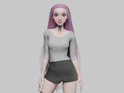 Pretty Cartoon woman V23924 3D 模型
