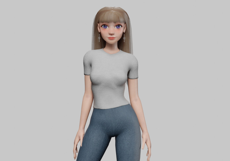 Pretty cool woman V35470 3D Model .c4d .max .obj .3ds .fbx .stl .blend