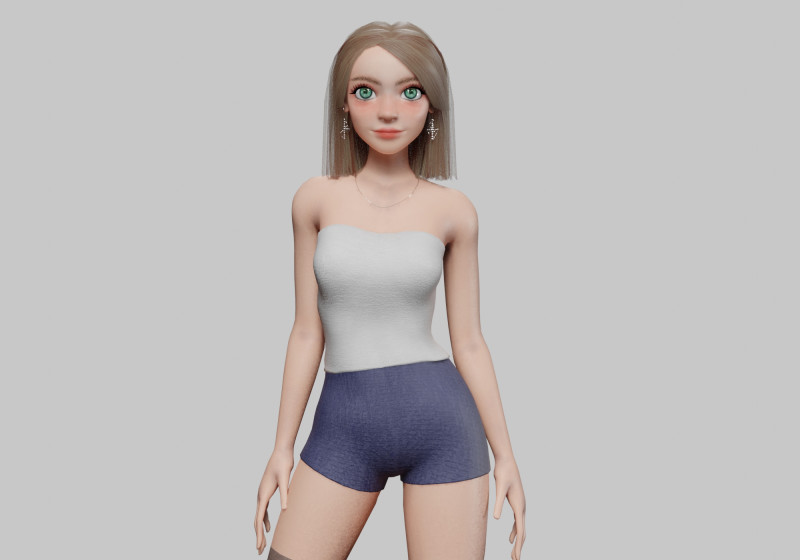 Pretty stylized woman V29141 3D Model .c4d .max .obj .3ds .fbx .stl .blend 