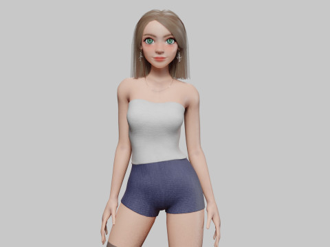 Pretty stylized woman V29141 3D Model