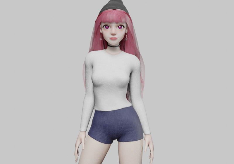 Sweet cute Woman V34176 Modèle 3D .c4d .max .obj .3ds .fbx .stl .blend 