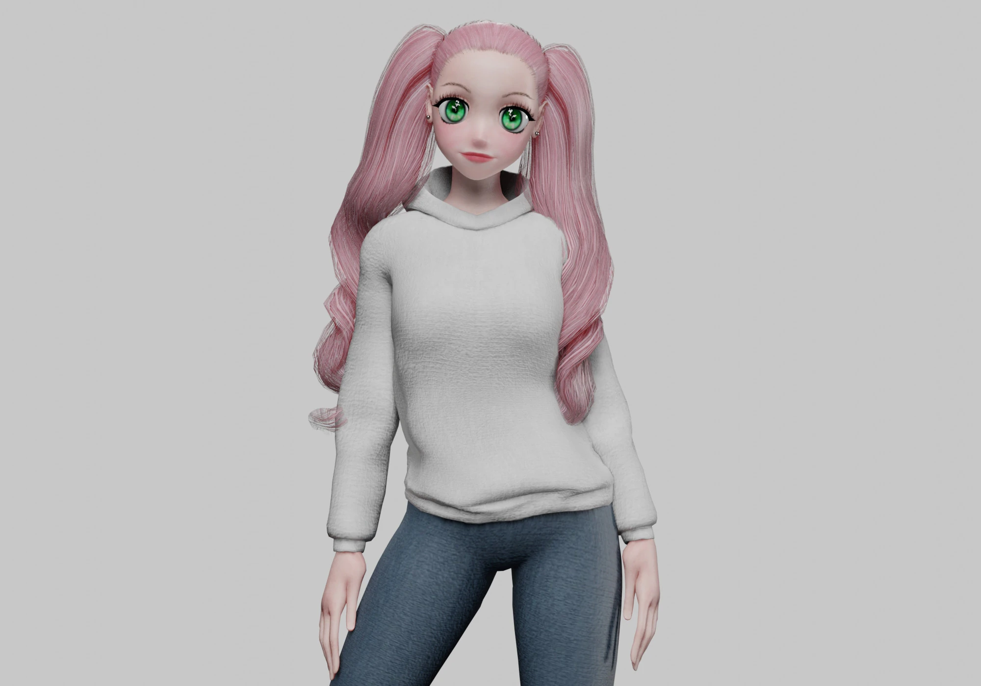 Anime Basic girl V37354 3D Model .c4d .max .obj .3ds .fbx .stl .blend 