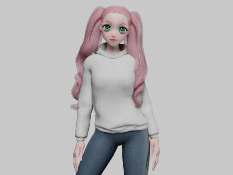 Anime Basic girl V37354 3D Model