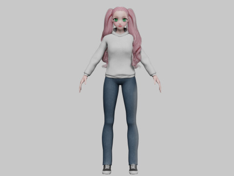 Anime Basic girl V37354 3D Model
