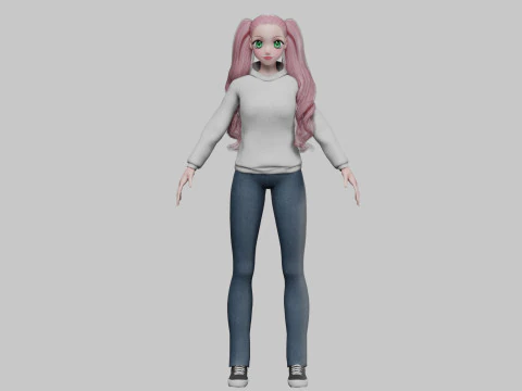 Anime Basic girl V37354 3D Model