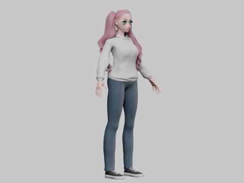 Anime Basic girl V37354 3D Model