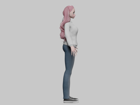 Anime Basic girl V37354 3D Model