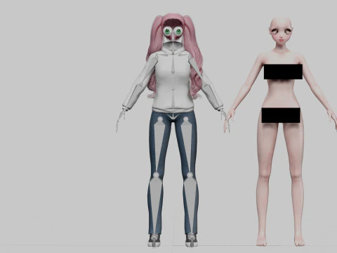 Anime Basic girl V37354 3D Model