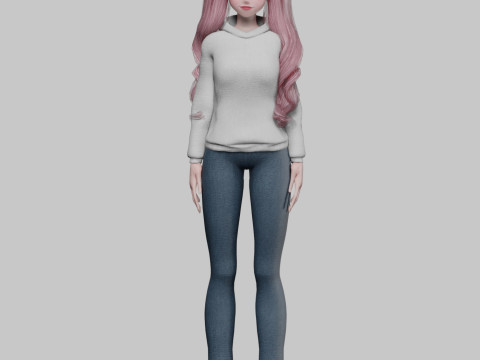 Anime Basic girl V37354 3D Model