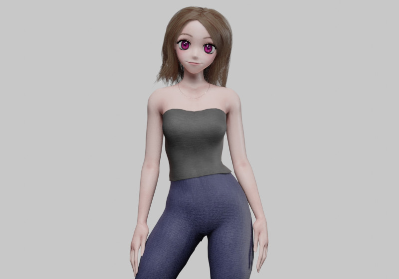 Anime Beautiful girl V33037 3D Model .c4d .max .obj .3ds .fbx .stl .blend 