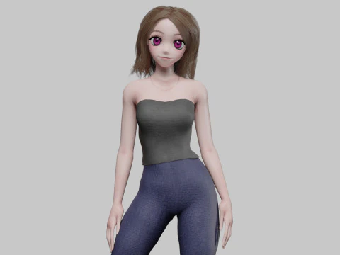 Anime Beautiful girl V33037 3D Model