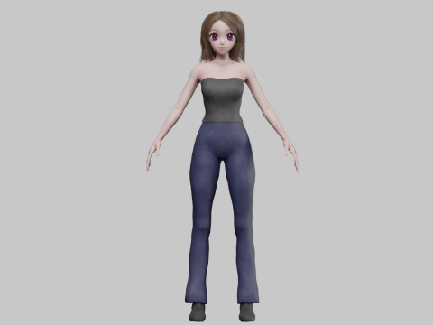 Anime Beautiful girl V33037 3D Model