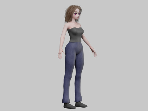 Anime Beautiful girl V33037 3D Model