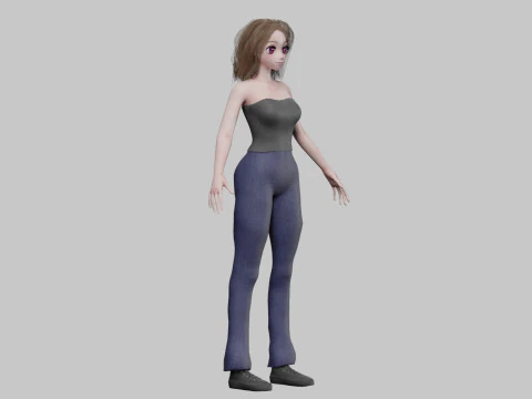 Anime Beautiful girl V33037 3D Model