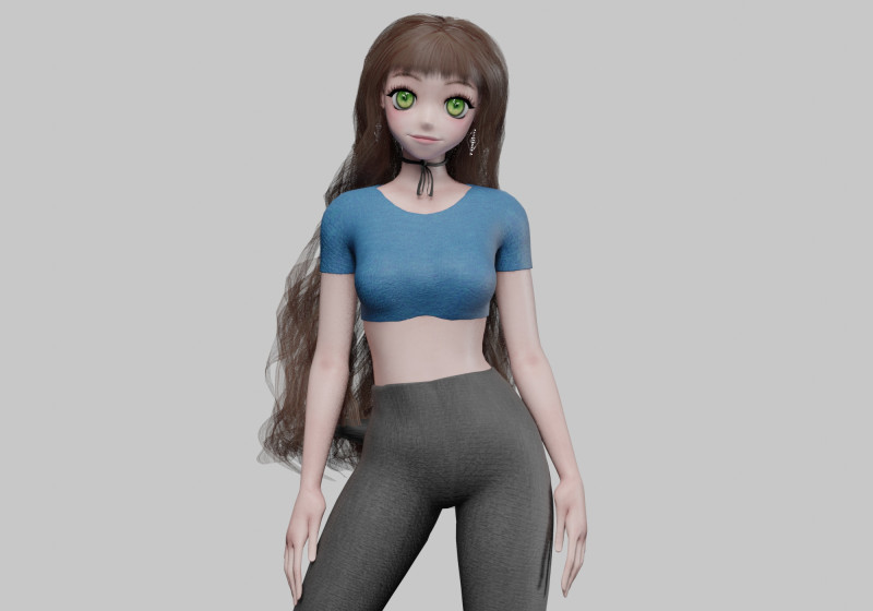 Anime Cartoon girl V41672 3D Model .c4d .max .obj .3ds .fbx .stl .blend 