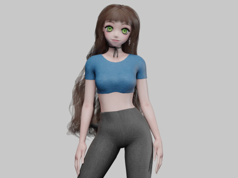 Anime Cartoon girl V41672 3D Model