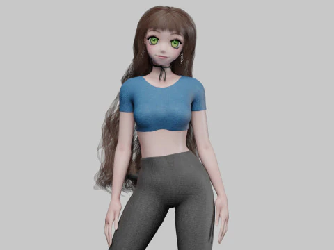 Anime rysunkowa dziewczyna V41672 Model 3D