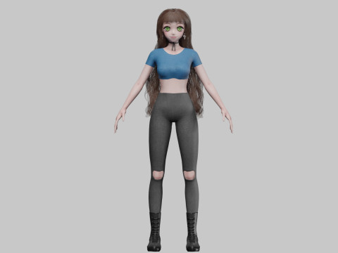 Anime Cartoon girl V41672 3D Model