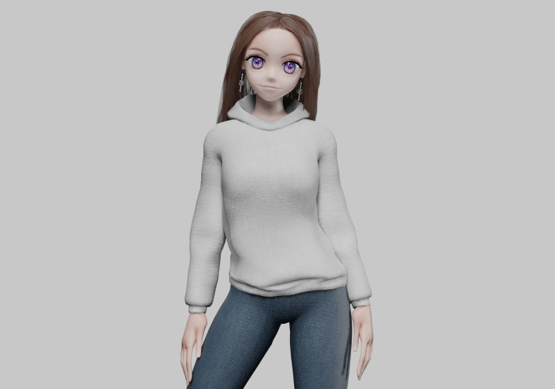 Anime classic girl V35712 Modèle 3D .c4d .max .obj .3ds .fbx .stl .blend