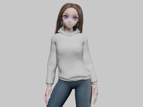 Anime classic girl V35712 3D Model