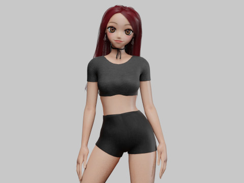 Anime cool girl V33333 3D Model