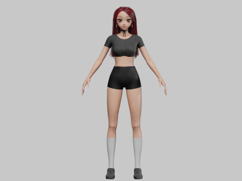 Anime cool girl V33333 Modèle 3D