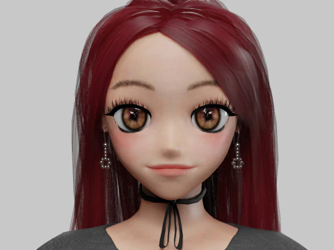 Anime cool girl V33333 3D Model