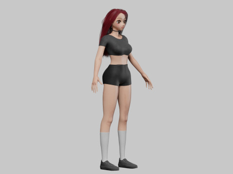 Anime cool girl V33333 Modèle 3D