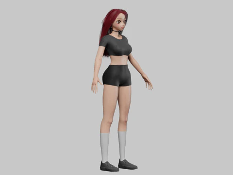 Anime cool girl V33333 3D Model