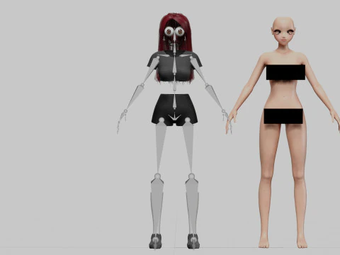 Anime cool girl V33333 3D Model