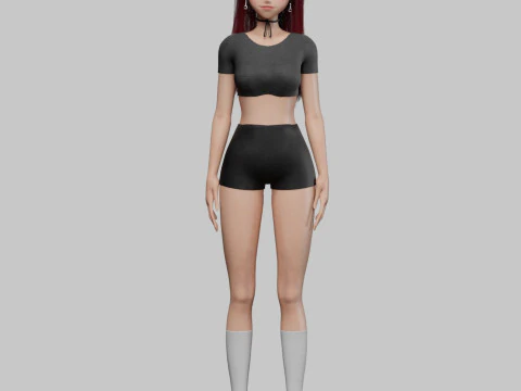 Anime cool girl V33333 3D Model