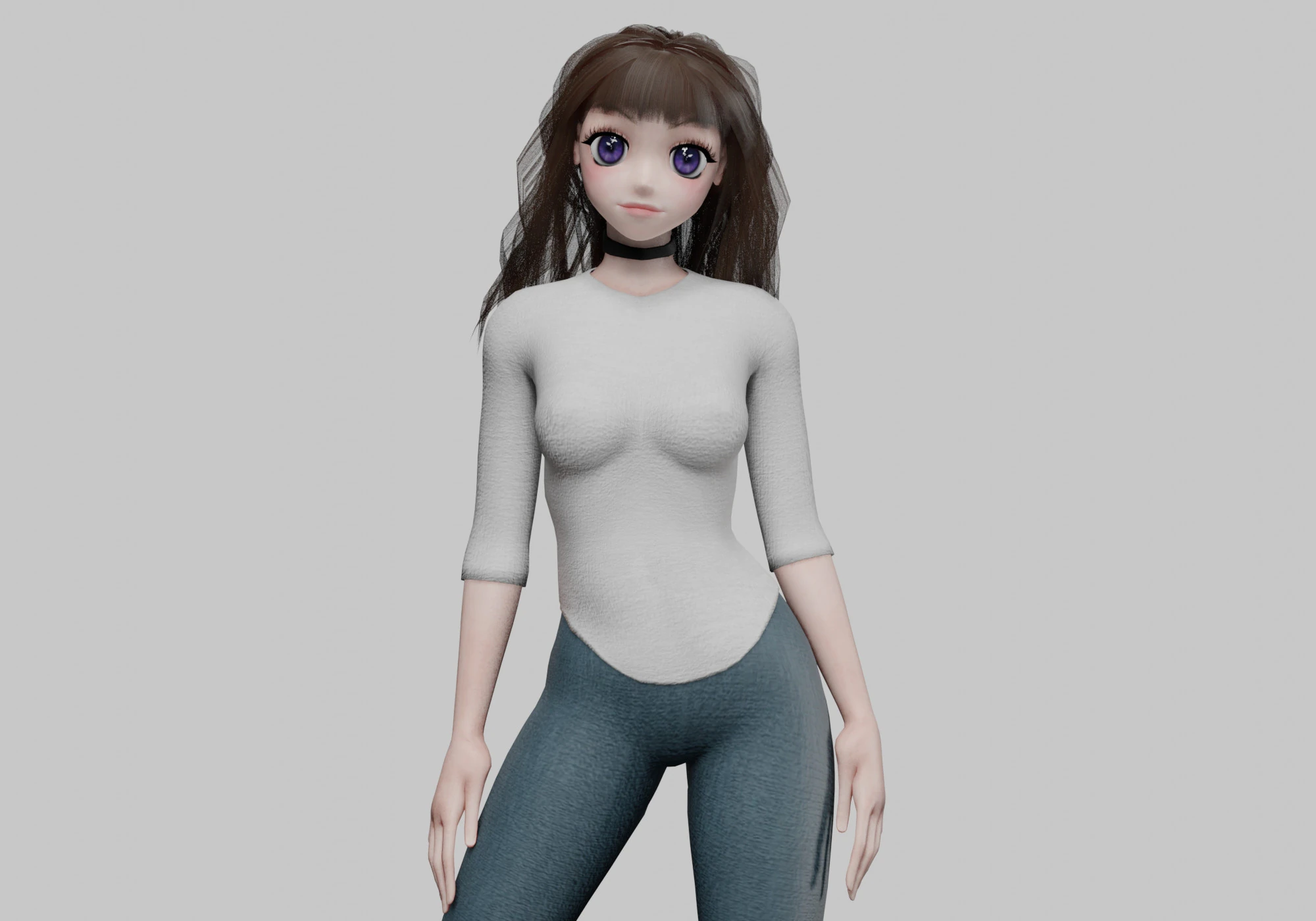 Anime cute girl V32239 3D Model .c4d .max .obj .3ds .fbx .stl .blend 