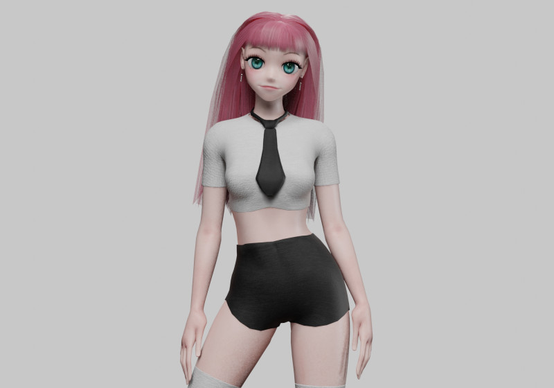 Anime stylized girl V29015 3D Model .c4d .max .obj .3ds .fbx .stl .blend 
