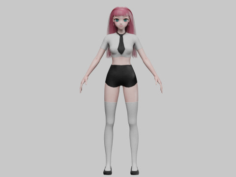 Anime stylized girl V29015 3D Model