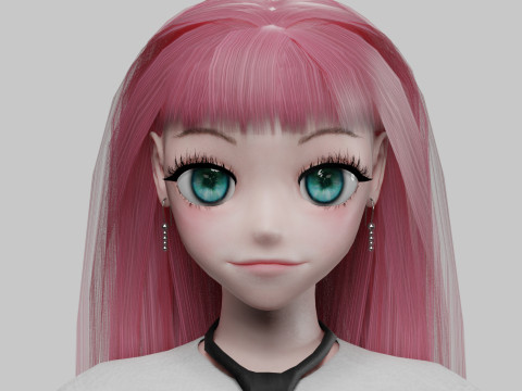 Anime stylized girl V29015 3D Model