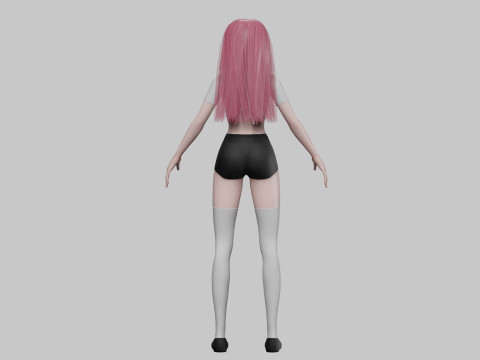 Anime stylized girl V29015 3D Model
