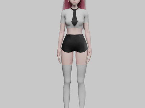 Anime stylized girl V29015 3D Model