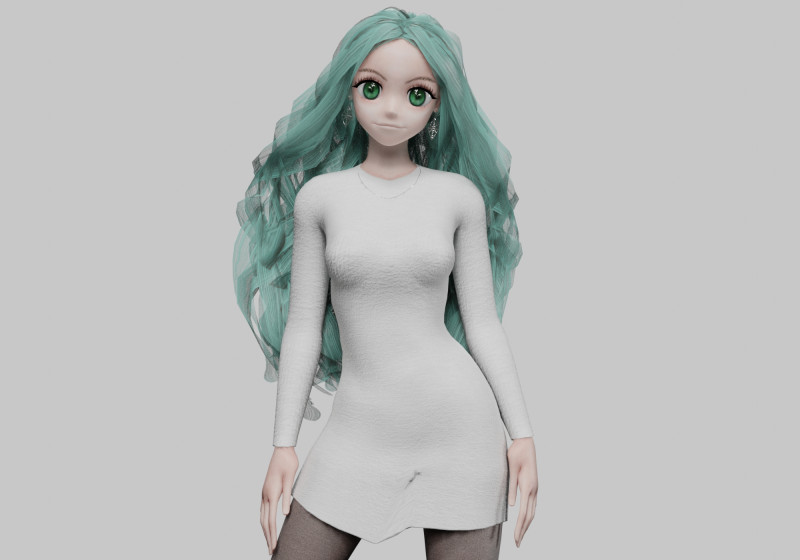 Anime teen girl V42457 3D-Modell .c4d .max .obj .3ds .fbx .stl .blend 