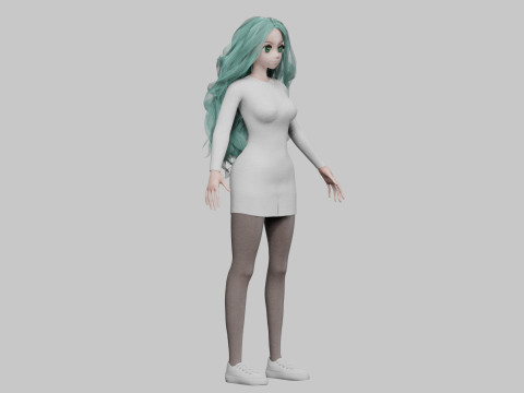 Anime teen girl V42457 3D-Modell