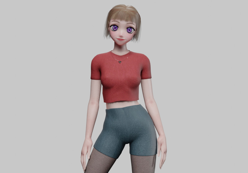 Basic anime girl V32633 3D Модель .c4d .max .obj .3ds .fbx .stl .blend 